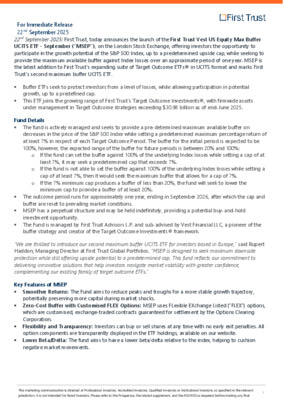 Launch of the First Trust Vest US Equity Max Buffer UCITS ETF - September (MSEP)