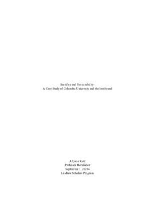 Sacrifice and Sustainability: A Case Study of Columbia University and the Ironbound