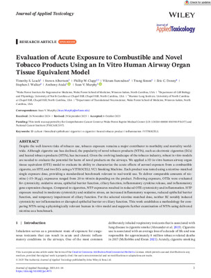 Evaluation of Acute Exposure to Combustible and Novel Tobacco Products Using an In Vitro Human Airway Organ Tissue Equivalent Model