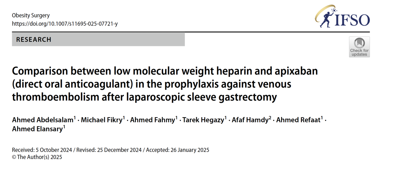 LWMH Vs Apixban after LSG for chemoprophylaxis
