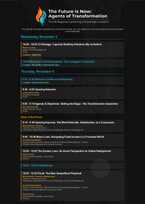 Preliminary Agenda | 39th Regional Gathering of Institutional Investors