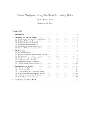 Research Report: Spatial Navigation Using Bio-Plausible Learning Rules