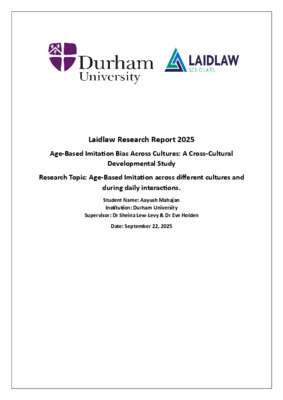 Laidlaw Research Report 2025: Age based imitation bias across different cultures and during daily interactions