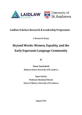 Research Essay - Beyond Words: Women, Equality, and the Early Esperanto Language Community