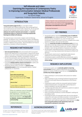 Research Poster - Self-Advocate and Listen: Examining the Importance of Contemporary Poetry to Improving Communication between Medical Professionals and Young Adult Patients