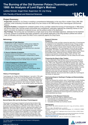 The Burning of the Old Summer Palace (Yuanmingyuan) in 1860: An Analysis of Lord Elgin's Motives