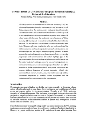 To What Extent do Co-Curricular Programs Reduce Inequality: A Review of the Literature