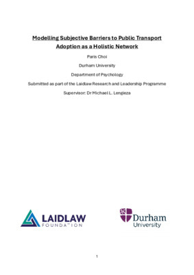 Research Report: Modelling Subjective Barriers to Public Transport Adoption as a Holistic Network