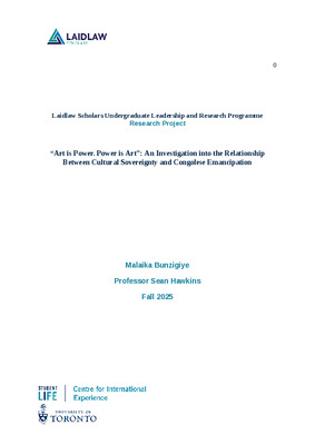 Project Report: "Art is Power. Power is Art”: An Investigation into the Relationship Between Cultural Sovereignty and Congolese Emancipation