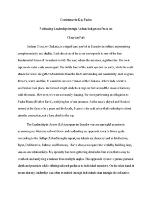 Coexistence in Kay Pacha: Rethinking Leadership through Andean Indigenous Practices
