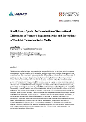 Scroll, Share, Speak: An Examination of Generational Differences in Women’s Engagement with and Perceptions of Feminist Content on Social Media