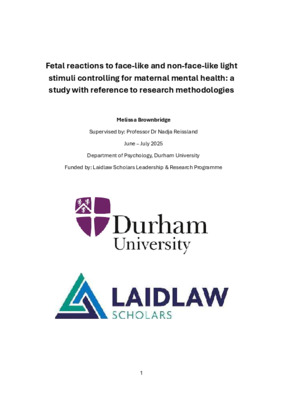 ‘Fetal reactions to face-like and non-face-like light stimuli controlling for maternal mental health: a study with reference to research methodologies’ – Research Report