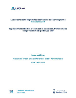 Research Report: Opto-Dye Hyperspectral Identification of sperm cells in sexual assault victim samples