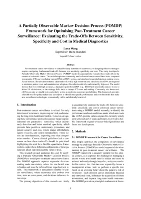 Optimising Sensitivity and Specificity in Medical Diagnostics - Research Report