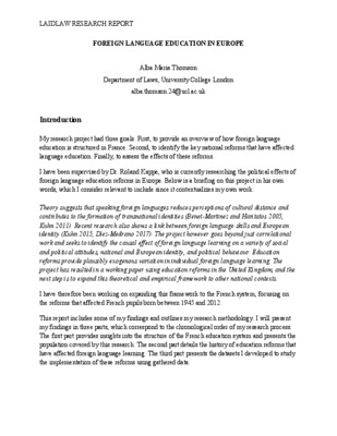 Foreign Language Education in Europe