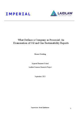 What Defines a Company as Prosocial: An Examination of Oil and Gas Sustainability Reports 
