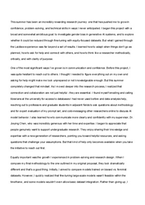 Summer Research Reflection