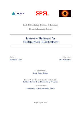 Engineering Iontronic Hydrogels: Connecting Living Tissues and Electronic Systems