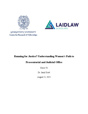 GYe Final Report: Running for Justice? Understanding Women’s Path to Prosecutorial and Judicial Office