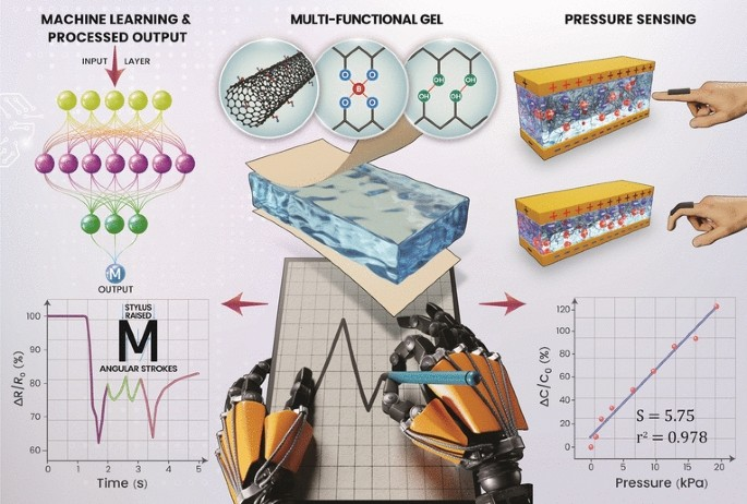 Deep Learning-Assisted Organogel Pressure Sensor for Alphabet Recognition and Bio-Mechanical Motion Monitoring