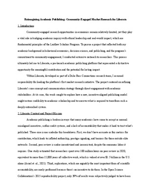 Reimagining Academic Publishing: Community-Engaged Market Research for Liberata