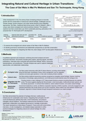 Research Poster: Integrating Natural and Cultural Heritage in Urban Transitions:  The Case of Gei Wais in Mai Po Wetland and San Tin Technopole, Hong Kong