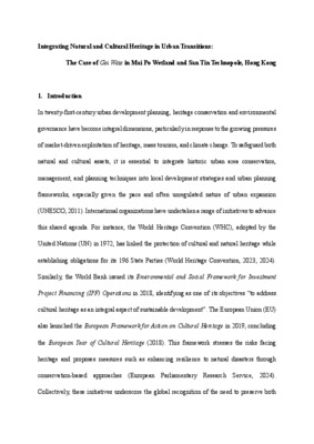 Research Essay: Integrating Natural and Cultural Heritage in Urban Transitions:  The Case of Gei Wais in Mai Po Wetland and San Tin Technopole, Hong Kong