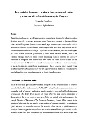 Post-socialist democracy: national judgements and voting patterns on the value of democracy in Hungary
