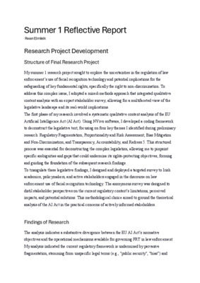 Summer 1 Reflective Report