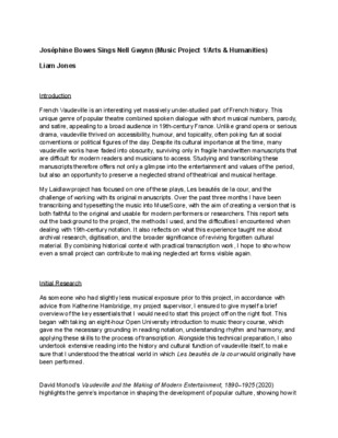 Laidlaw: Vaudeville Research Report