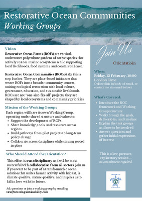 Restorative Ocean Community Working Groups - invite!