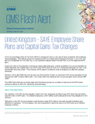 KPMG GMS Flash Alert - U.K. - SAYE Employee Share Plans and Capital Gains Tax Changes