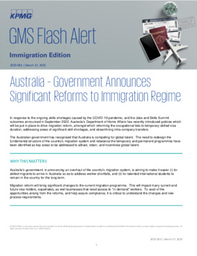 KPMG GMS Flash Alert - Australia - Government Announces Significant Reforms to Immigration Regime