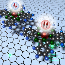 Doped graphene as non-covalent tuner of magnetic state of single molecule
