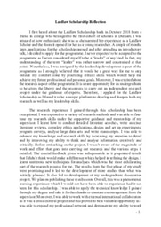 Laidlaw Scholarship Reflection