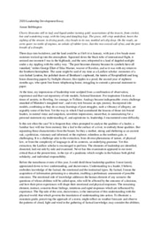 Leadership Essay, September 2020