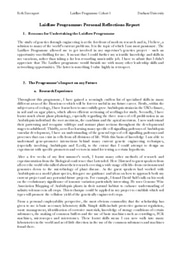 Laidlaw Programme: Personal Reflections Report