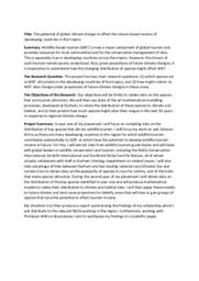 Research Proposal - The potential of global climate change to affect the nature-based income of developing countries in the tropics