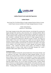 Laidlaw report on 6-week research project