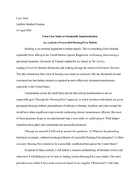 From Case Study to Sustainable Implementation: An Analysis of Successful Housing First Models