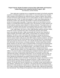 Summer One Proposal: Genetic Evaluation to Improve Dairy Cattle Health and Production