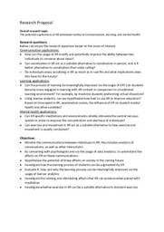 Extended Reality Initial Research Proposal
