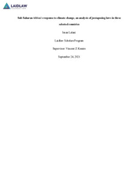 Research Report: Sub Saharan Africa’s response to climate change, an analysis of juxtaposing laws in three selected countries
