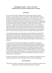 Research Proposal : Challenging Perceptions : ‘Positive’ Universities - Exploring student experience through Positive Psychology