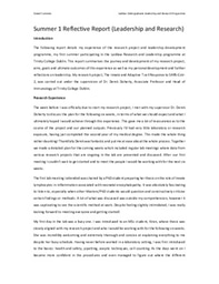Reflective Report - Summer 2021