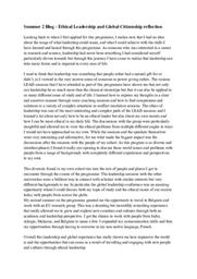 Ethical Leadership and Global Citizenship reflection