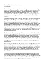 Coming-of-Age Literature Research Proposal