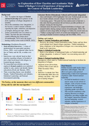 'An Exploration of How Charities and Academics Make Sense of Refugee's Lived Experience of Integration in the Context of Turkish Leadership' - Research Poster