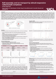 'Self-assembly and ion transport by stimuli-responsive ruthenium(II) complexes' - Laidlaw poster - Anatolii Zagorodnii