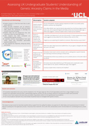 Assessing UK Undergraduate Students’ Understanding of Genetic Ancestry Claims in the Media - Poster - Natalie Magness